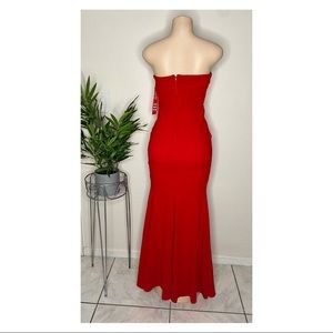 Red of shoulder dress